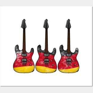 Electric Guitar German Flag Guitarist Musician Germany Posters and Art